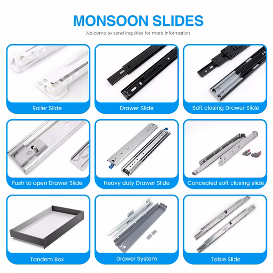 Canale telescopico con guida per cassetto con cuscinetto a sfera ad estrazione totale